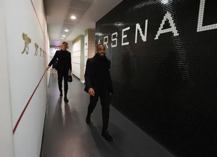 Framed Print : Arsenal's Alex Lacazette in the Changing Room Before Arsenal v West Ham United (2019-20)