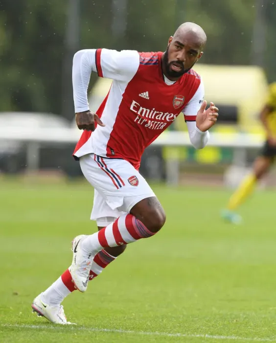 Framed Print : Arsenal's Alex Lacazette in Pre-Season Action Against Watford Framed Print : Arsenal's Alex Lacazette in Pre-Season Action Against Watford