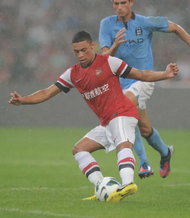 Framed Print : Arsenal's Alex Oxlade-Chamberlain at 2012 Pre-Season Clash vs. Manchester City in Beijing