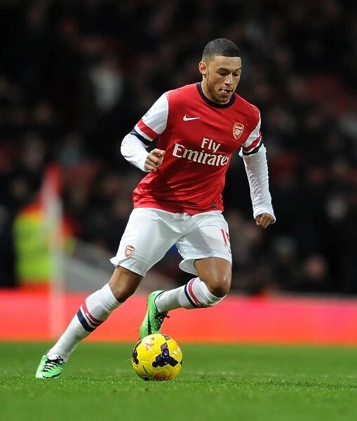 Arsenal's Alex Oxlade-Chamberlain in Action against Fulham, Premier League 2013-14