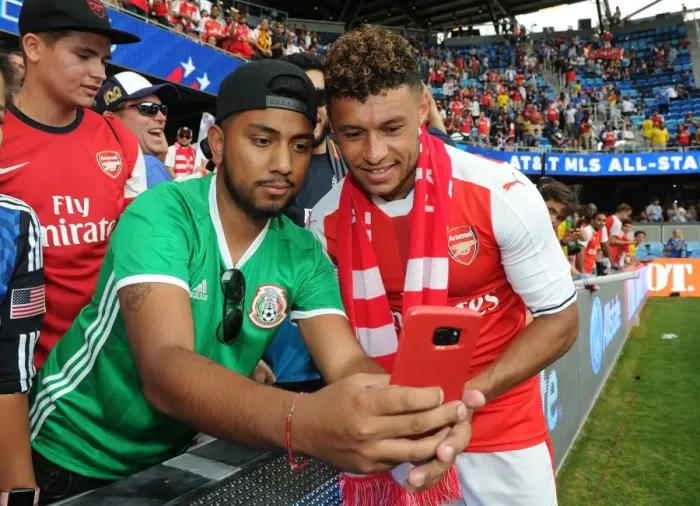Framed Print : Arsenal's Alex Oxlade-Chamberlain Connects with Fans after MLS All-Stars Match (2016)