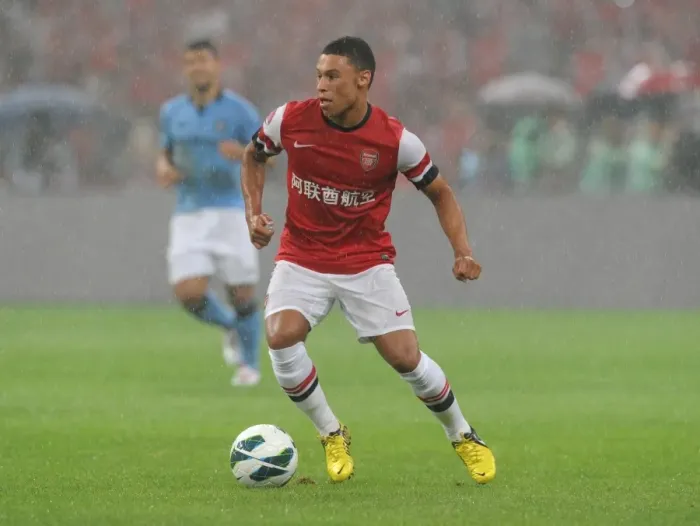 Framed Print : Arsenal's Alex Oxlade-Chamberlain Faces Manchester City in 2012 Pre-Season Clash at Bird's Nest Stadium, Beijing