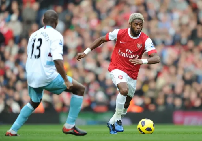 Framed Print : Arsenal's Alex Song Scores Against West Ham's Luis Boa Morte: Arsenal 1-0 West Ham United, Premier League, 2010