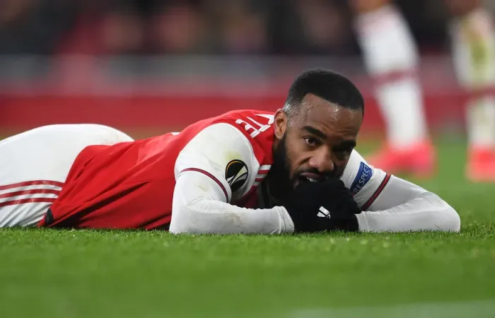 Framed Print : Arsenal's Alexandre Lacazette in Action against Olympiacos in UEFA Europa League Round of 32 (2019-20)