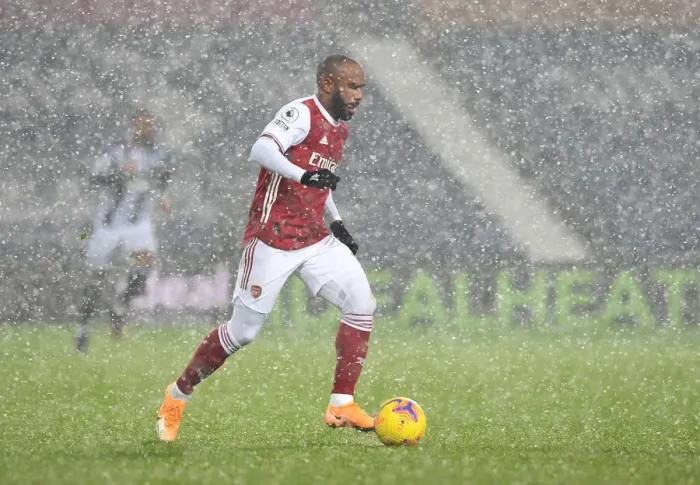Framed Print : Arsenal's Alexandre Lacazette in Action against West Bromwich Albion - Premier League 2020-21