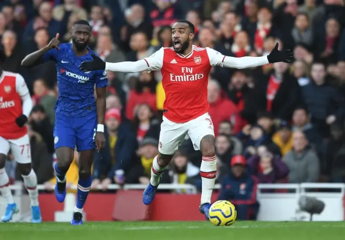 Framed Print : Arsenal's Alexandre Lacazette Faces Off Against Chelsea in Premier League Showdown