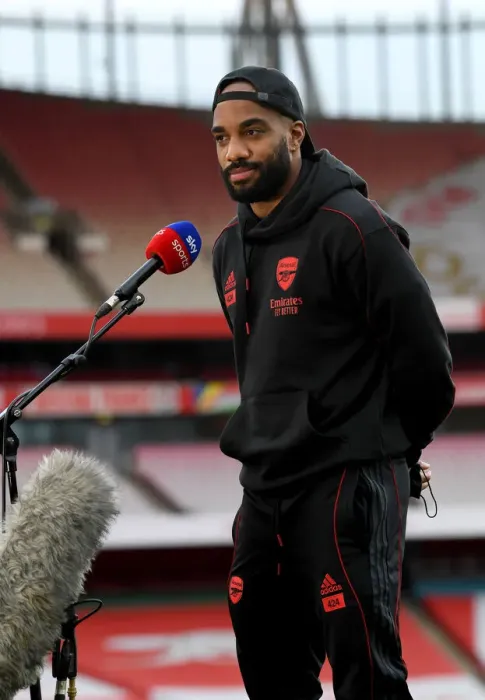 Framed Print : Arsenal's Alexandre Lacazette Pre-Match Interview: Arsenal vs. Liverpool, Premier League 2020-21
