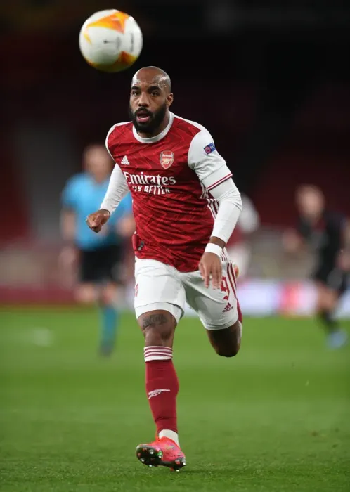 Framed Print : Arsenal's Alexandre Lacazette in UEFA Europa League Quarterfinal vs Slavia Praha at Emirates Stadium (Behind Closed Doors) Framed Print : Arsenal's Alexandre Lacazette in UEFA Europa League Quarterfinal vs Slavia Praha at Emirates Stadium (Behind Closed Doors)