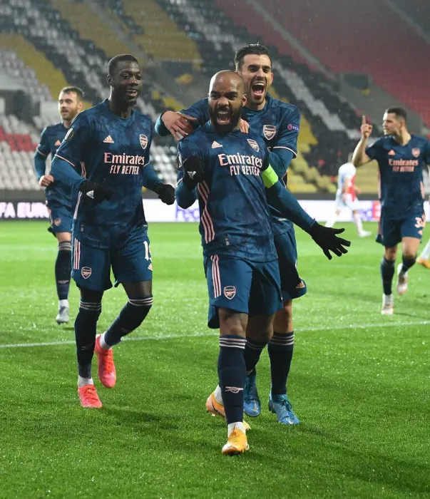Framed Print : Arsenal's Alexis Lacazette Scores in Europa League Quarterfinal Against Slavia Praha Amidst Empty Stands Framed Print : Arsenal's Alexis Lacazette Scores in Europa League Quarterfinal Against Slavia Praha Amidst Empty Stands