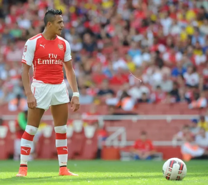 Framed Print : Arsenal's Alexis Sanchez in Action: Arsenal vs AS Monaco, Emirates Cup 2014