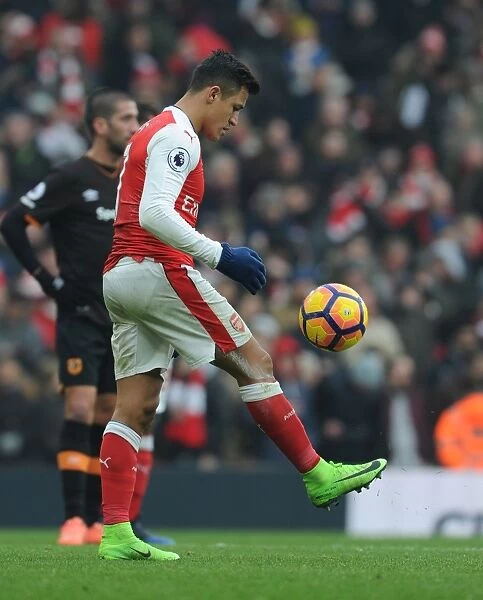 Arsenal's Alexis Sanchez in Action against Hull City in the Premier League, 2016-17