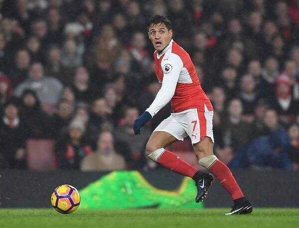 Arsenal's Alexis Sanchez in Action against Watford, Premier League 2016-17