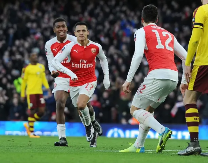 Framed Print : Arsenal's Alexis Sanchez Celebrates Goal Against Burnley in FA Cup Fourth Round