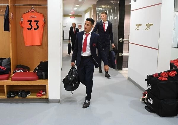 Arsenal's Alexis Sanchez in the Changing Room Before Arsenal v Swansea City (2017-18)