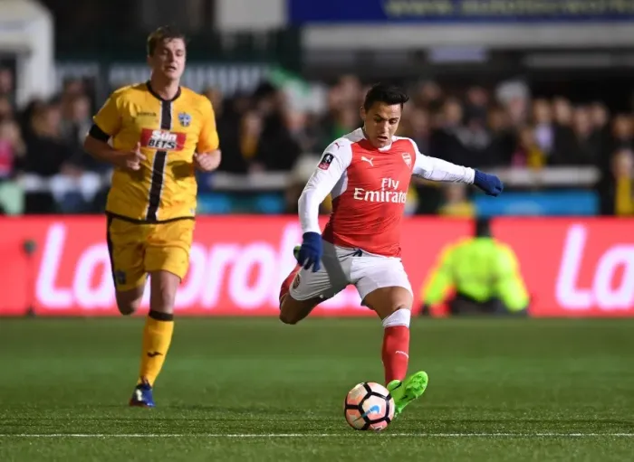 Framed Print : Arsenal's Alexis Sanchez in FA Cup Action: Arsenal vs. Sutton United Framed Print : Arsenal's Alexis Sanchez in FA Cup Action: Arsenal vs. Sutton United
