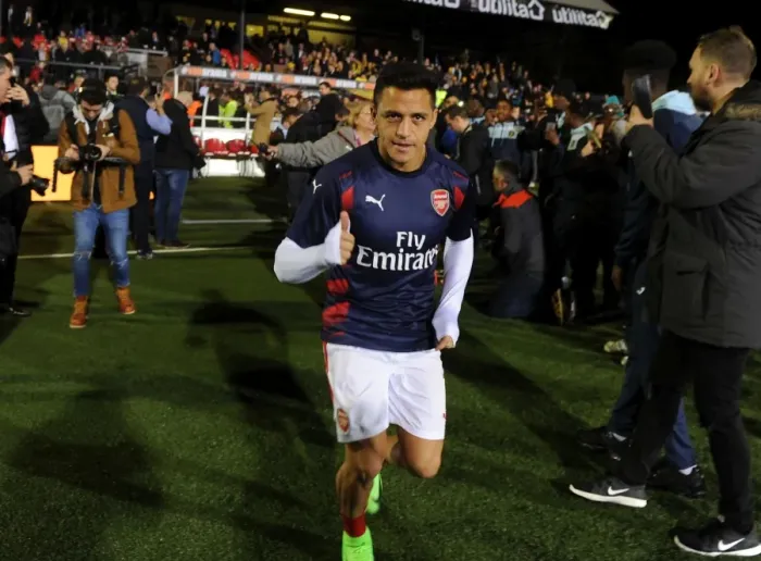 Framed Print : Arsenal's Alexis Sanchez Before FA Cup Fifth Round Match Against Sutton United