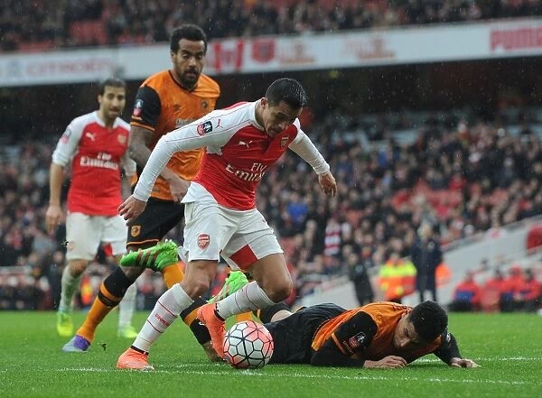Arsenal's Alexis Sanchez Faces Off Against Curtis Davies in FA Cup Clash