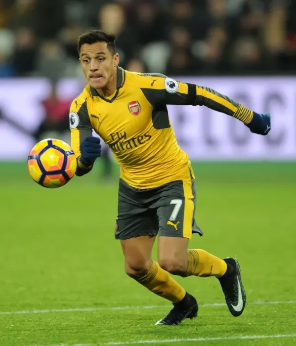 Framed Print : Arsenal's Alexis Sanchez Faces Off Against West Ham in Premier League Clash