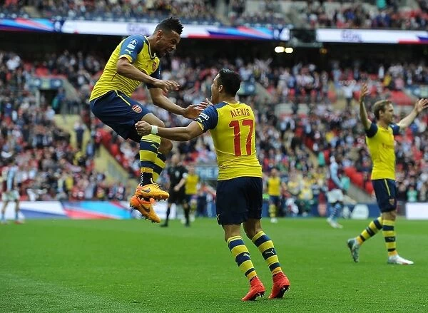 Arsenal's Alexis Sanchez and Francis Coquelin Celebrate FA Cup Final Goal