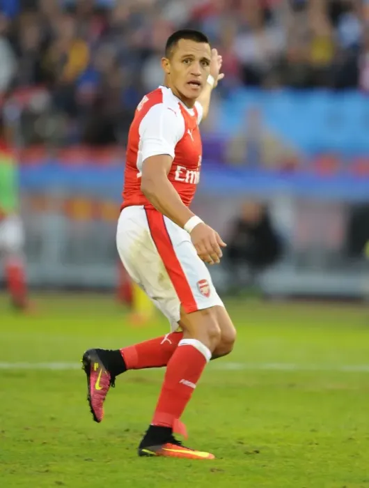 Framed Print : Arsenal's Alexis Sanchez Goes Head-to-Head with Manchester City in 2016: A Pre-Season Battle in Sweden Framed Print : Arsenal's Alexis Sanchez Goes Head-to-Head with Manchester City in 2016: A Pre-Season Battle in Sweden