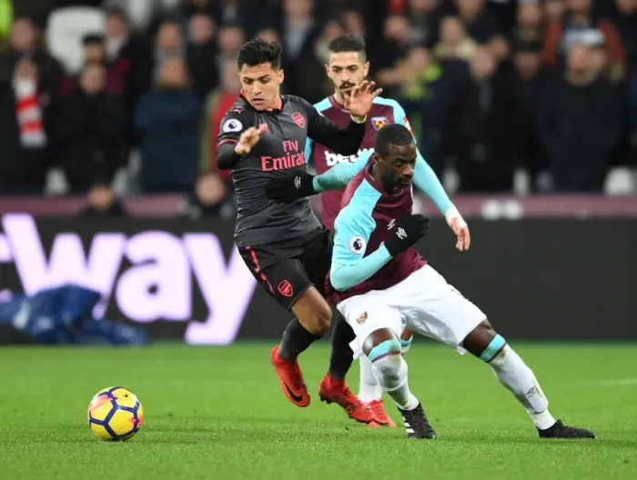 Framed Print : Arsenal's Alexis Sanchez Outmaneuvers West Ham's Pedro Obiang Framed Print : Arsenal's Alexis Sanchez Outmaneuvers West Ham's Pedro Obiang
