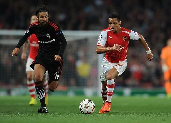 Arsenal's Alexis Sanchez Scores Past Besiktas Olcay Sahan in 2014 Champions League Qualifier