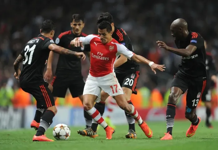 Framed Print : Arsenal's Alexis Sanchez vs. Besiktas Trio: A Champions League Showdown