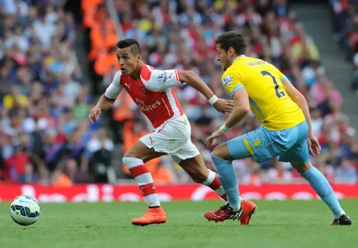 Framed Print : Arsenal's Alexis Sanchez vs. Crystal Palace's Joel Ward: A Premier League Showdown