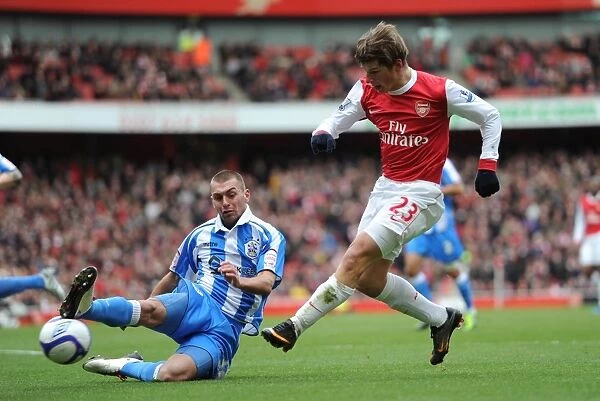 Arsenal's Andrey Arshavin Scores the Winner Against Huddersfield's Jack Hunt in FA Cup Fourth Round