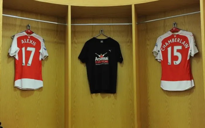Framed Print : Arsenal's Arsenal for Everyone Unity Shirts (2015 / 16: Arsenal vs. Everton)