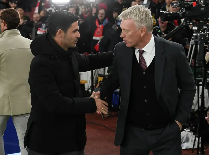 Framed Print : Arsenal's Arteta and Moyes Exchange Pre-Match Greetings Ahead of Arsenal v West Ham United (2022-23) Framed Print : Arsenal's Arteta and Moyes Exchange Pre-Match Greetings Ahead of Arsenal v West Ham United (2022-23)