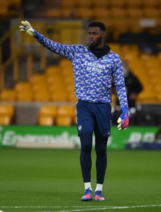 Framed Print : Arsenal's Arthur Okonkwo Prepares for Wolverhampton Wanderers Clash in Premier League (2021-22)