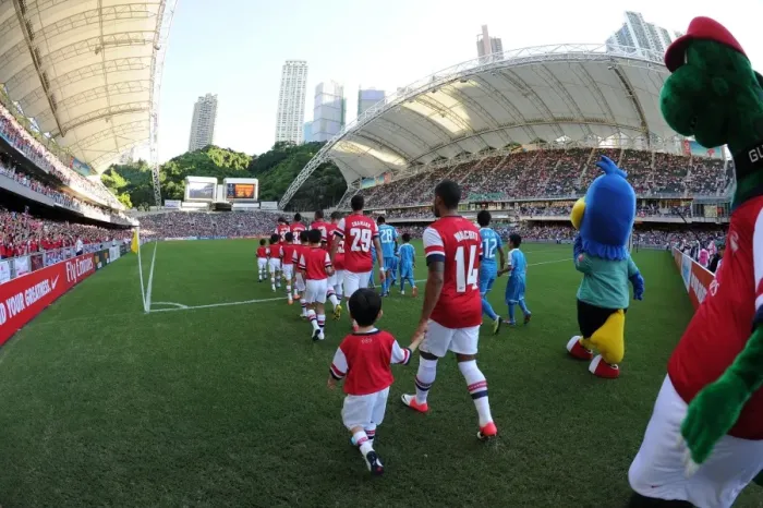 Framed Print : Arsenal's Asian Tour: Pre-Season Friendly Match against Kitchee FC (2012)