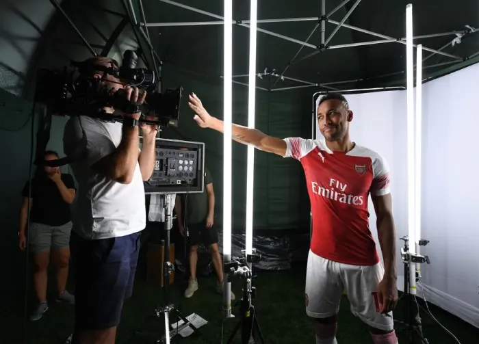 Framed Print : Arsenal's Aubameyang at 2018 / 19 First Team Photo Call
