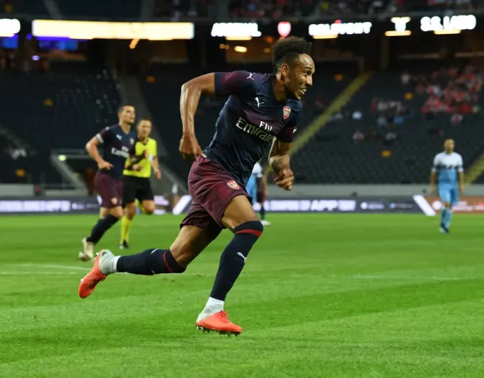 Framed Print : Arsenal's Aubameyang in Action: Arsenal vs. SS Lazio (2018) Framed Print : Arsenal's Aubameyang in Action: Arsenal vs. SS Lazio (2018)