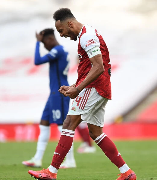 Arsenal's Aubameyang Celebrates FA Cup Victory Over Chelsea in Empty Wembley Stadium (2020)