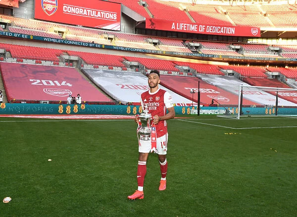 Arsenal's Aubameyang Celebrates FA Cup Victory over Chelsea in Empty Wembley