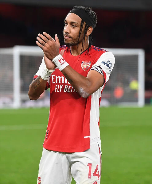 Arsenal's Aubameyang Celebrates with Fans after Victory over Crystal Palace (2021-22)