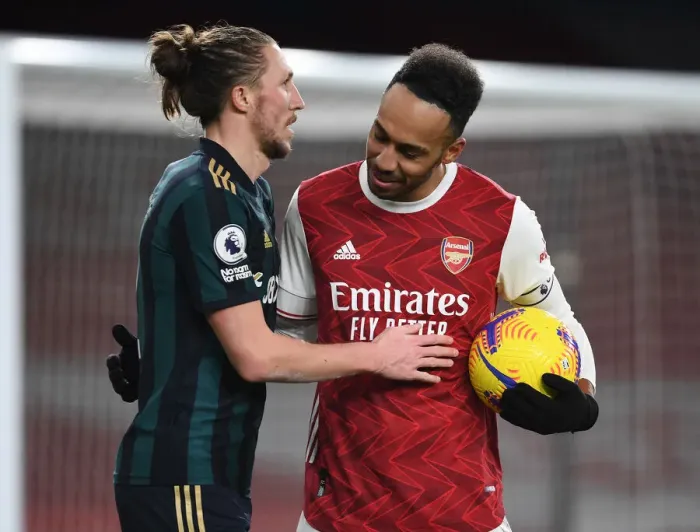 Framed Print : Arsenal's Aubameyang Celebrates with Luke Ayling after Arsenal vs Leeds United, Premier League 2020-21 Framed Print : Arsenal's Aubameyang Celebrates with Luke Ayling after Arsenal vs Leeds United, Premier League 2020-21