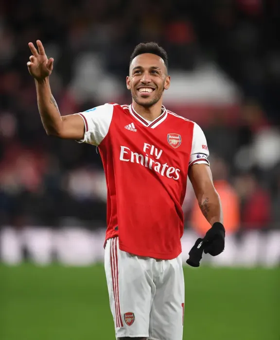 Framed Print : Arsenal's Aubameyang Celebrates Victory Over Newcastle United in Premier League