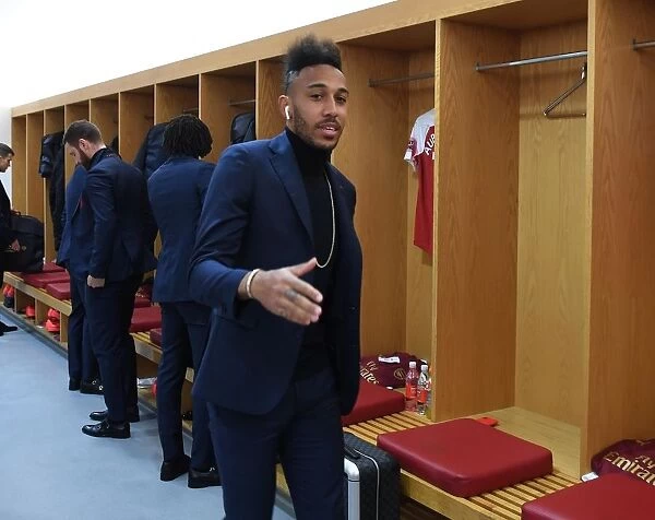 Arsenal's Aubameyang in the Changing Room Before Arsenal v Bournemouth, Premier League 2018-19