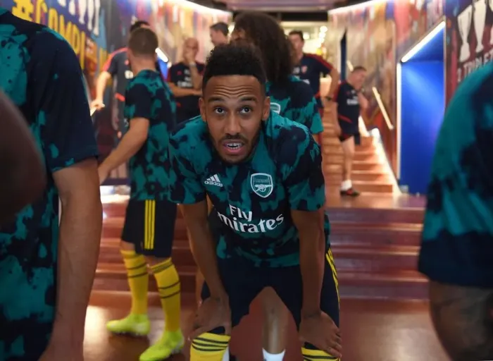 Framed Print : Arsenal's Aubameyang Faces Barcelona in Pre-Season Friendly