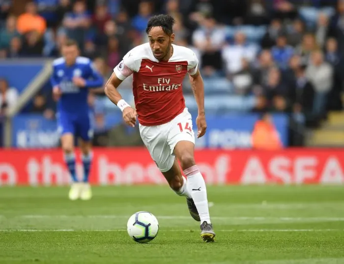 Framed Print : Arsenal's Aubameyang Faces Off Against Leicester in Premier League Clash Framed Print : Arsenal's Aubameyang Faces Off Against Leicester in Premier League Clash