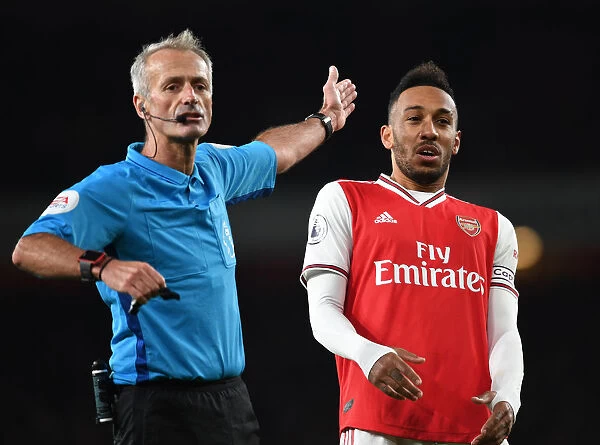 Arsenal's Aubameyang Faces Off with Referee during Arsenal vs. Crystal Palace (2019-20)
