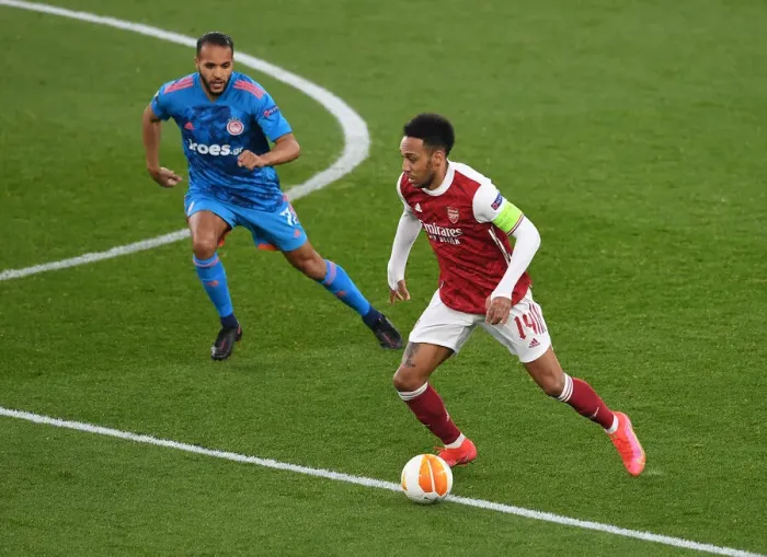 Framed Print : Arsenal's Aubameyang Faces Olympiacos in Empty Emirates Stadium during Europa League Clash Amid Pandemic Framed Print : Arsenal's Aubameyang Faces Olympiacos in Empty Emirates Stadium during Europa League Clash Amid Pandemic