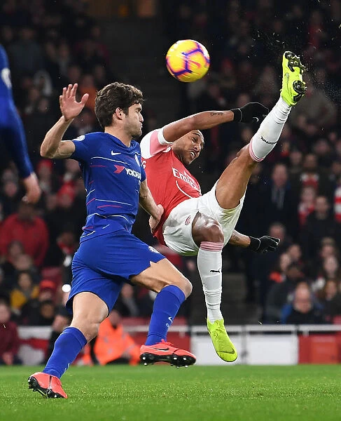 Arsenal's Aubameyang Goes for Overhead Kick Against Chelsea in Premier League Clash