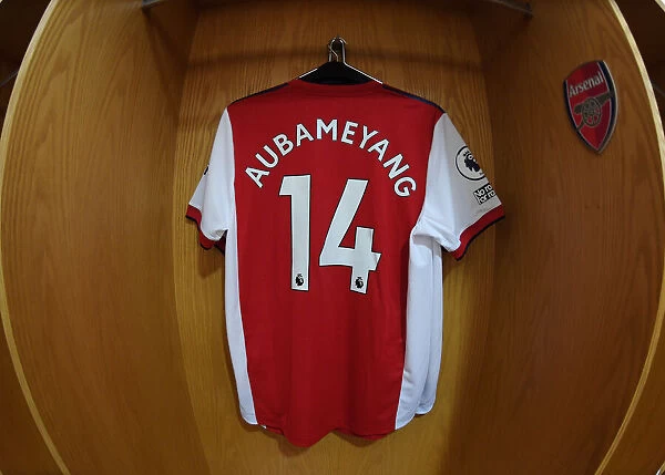 Arsenal's Aubameyang Jersey in Emirates Changing Room - Arsenal v Chelsea, 2021-22 Premier League