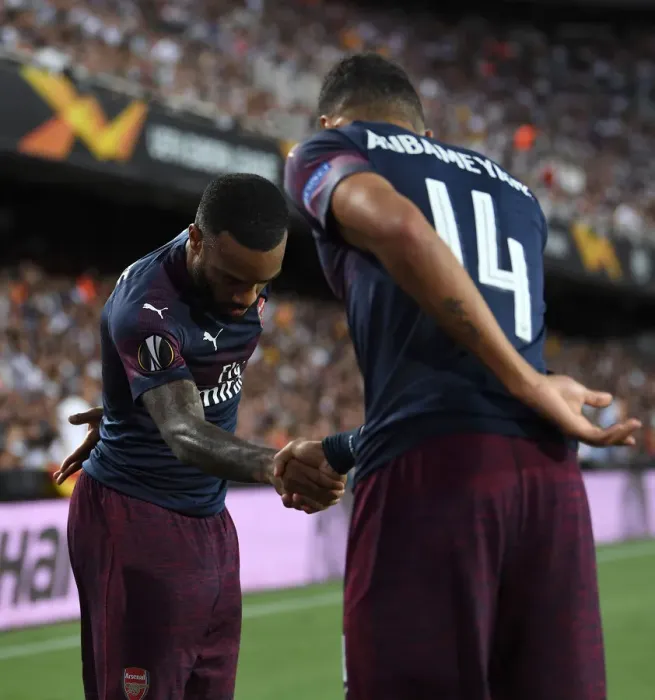 Framed Print : Arsenal's Aubameyang and Lacazette: Europa League Semi-Final Goal Celebration Framed Print : Arsenal's Aubameyang and Lacazette: Europa League Semi-Final Goal Celebration