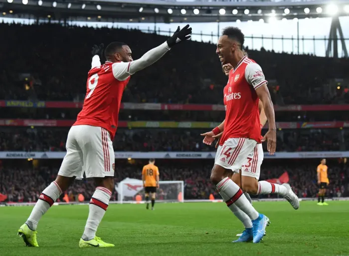 Framed Print : Arsenal's Aubameyang and Lacazette: United in Victory - A Goal Celebration (2019-20) Framed Print : Arsenal's Aubameyang and Lacazette: United in Victory - A Goal Celebration (2019-20)