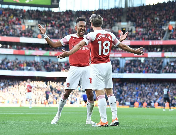 Arsenal's Aubameyang and Monreal: Celebrating Goals Against Everton (2018-19)